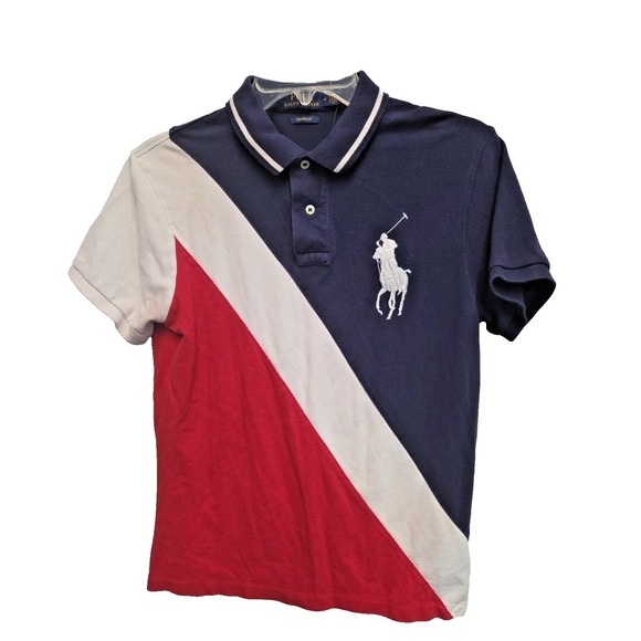 Polo Ralph Lauren Other - Polo by Ralph Lauren Navy, White & Red Diagonal Stripe Polo Shirt